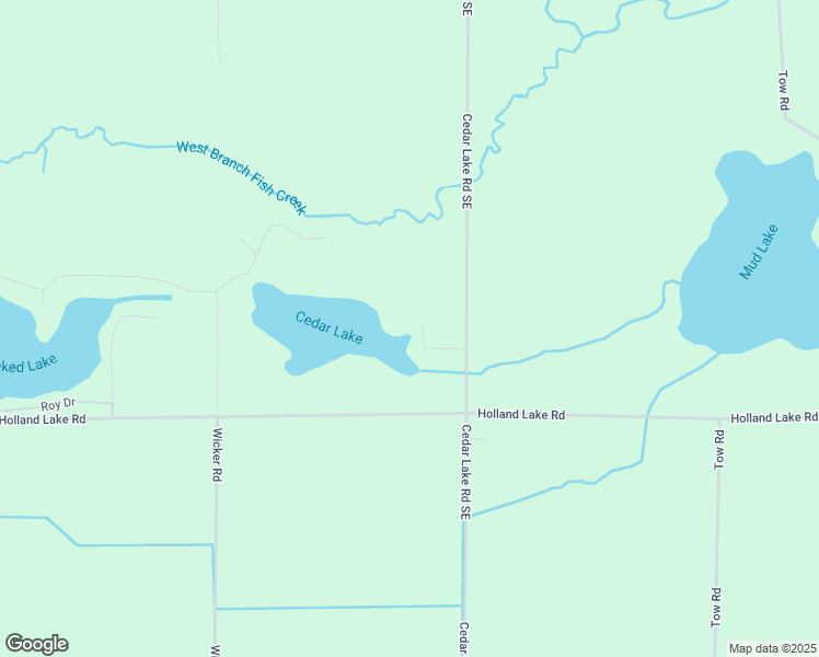map of restaurants, bars, coffee shops, grocery stores, and more near 3888 Cedar Lake Road Southeast in Sheridan
