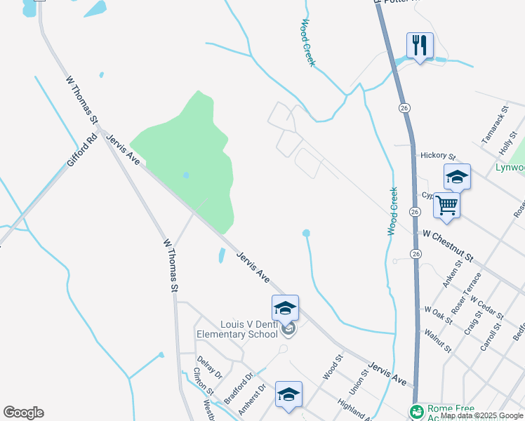 map of restaurants, bars, coffee shops, grocery stores, and more near 1216 Jervis Avenue in Rome