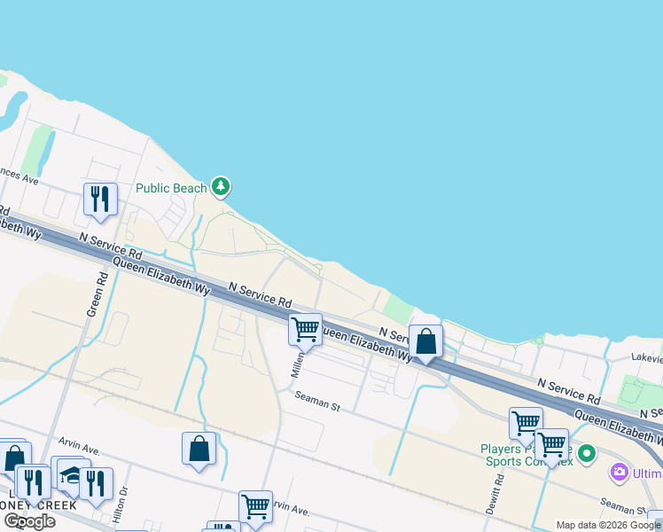 map of restaurants, bars, coffee shops, grocery stores, and more near in Hamilton