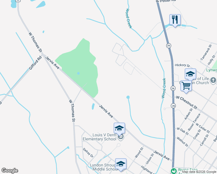 map of restaurants, bars, coffee shops, grocery stores, and more near 1216 Jervis Avenue in Rome