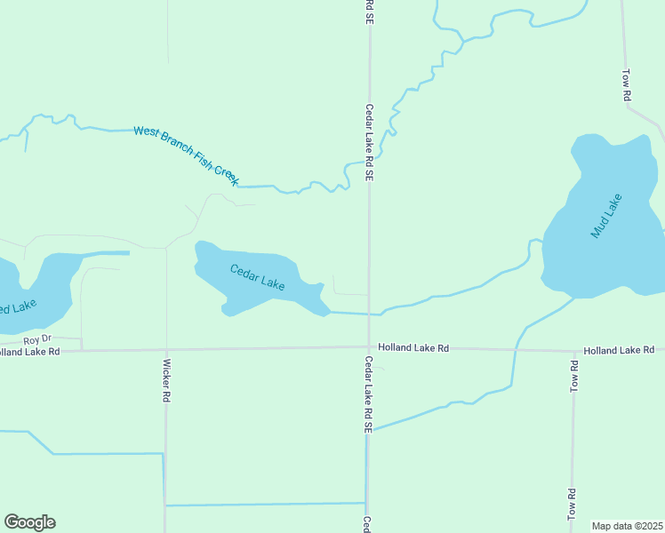 map of restaurants, bars, coffee shops, grocery stores, and more near 3888 Cedar Lake Road Southeast in Sheridan