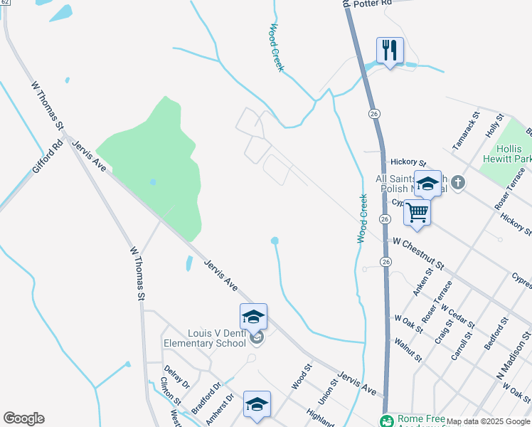 map of restaurants, bars, coffee shops, grocery stores, and more near 7801 Merrick Road in Rome