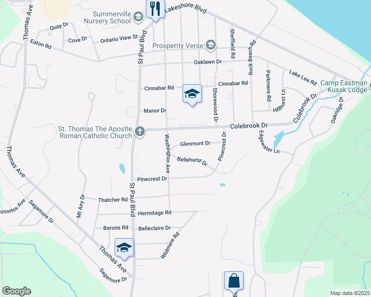 map of restaurants, bars, coffee shops, grocery stores, and more near 48 Glenmont Drive in Rochester