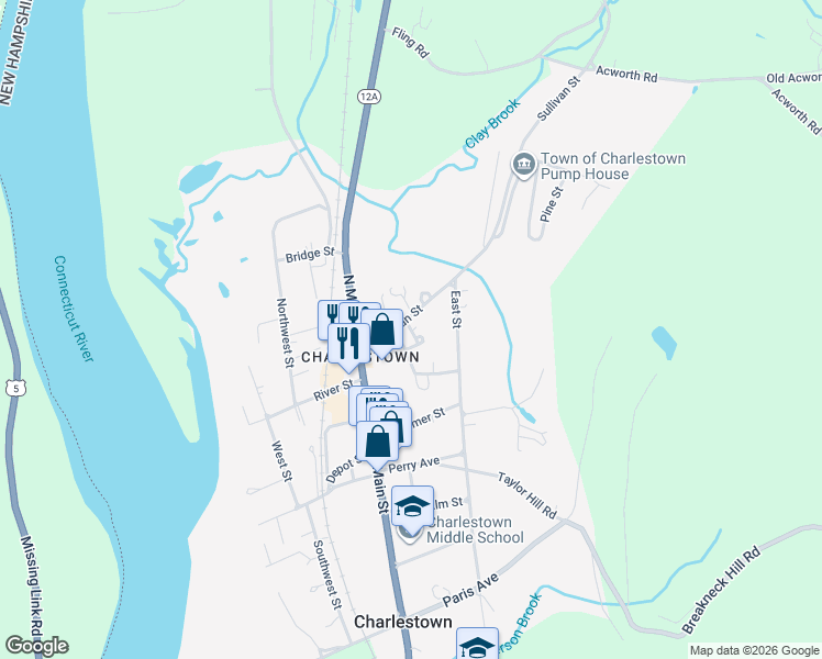 map of restaurants, bars, coffee shops, grocery stores, and more near 66 Sullivan Street in Charlestown