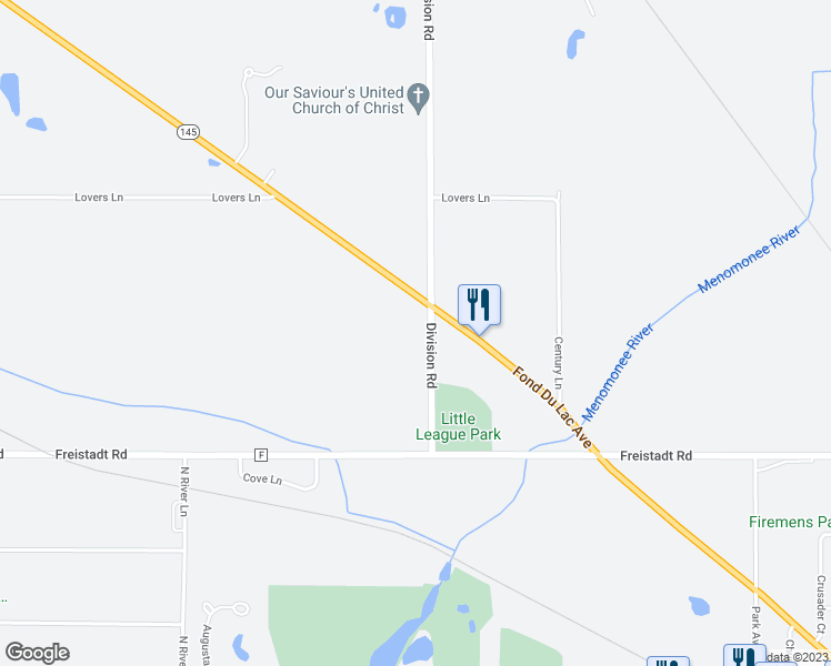 map of restaurants, bars, coffee shops, grocery stores, and more near W172N12185 Division Road in Germantown