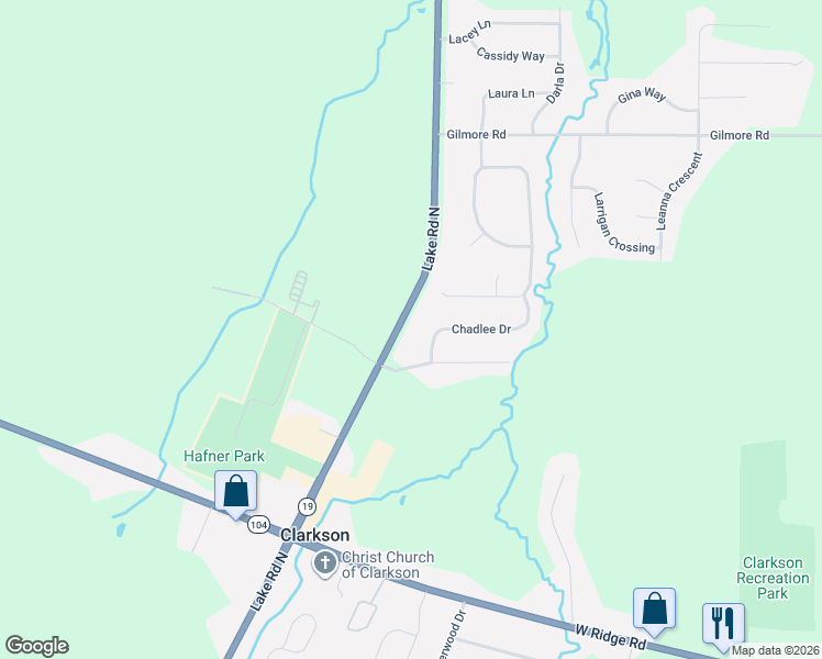 map of restaurants, bars, coffee shops, grocery stores, and more near 3506 Lake Road North in Brockport