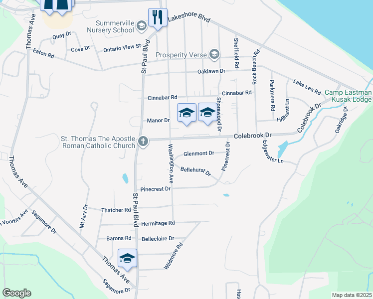 map of restaurants, bars, coffee shops, grocery stores, and more near 48 Glenmont Drive in Rochester
