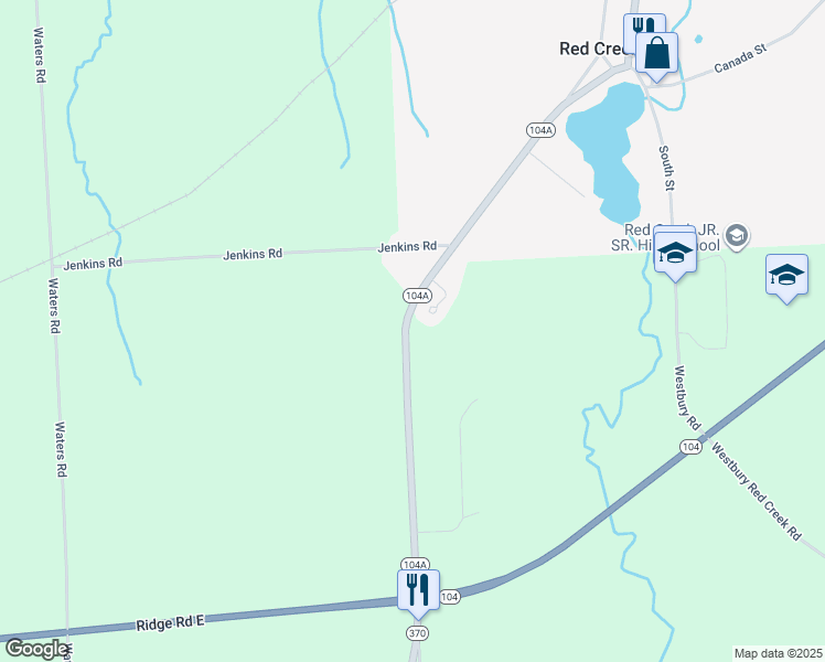 map of restaurants, bars, coffee shops, grocery stores, and more near 6600 New York 104A in Wolcott