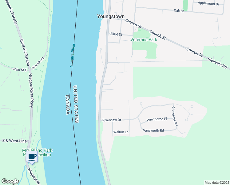 map of restaurants, bars, coffee shops, grocery stores, and more near 954 River Road in Youngstown