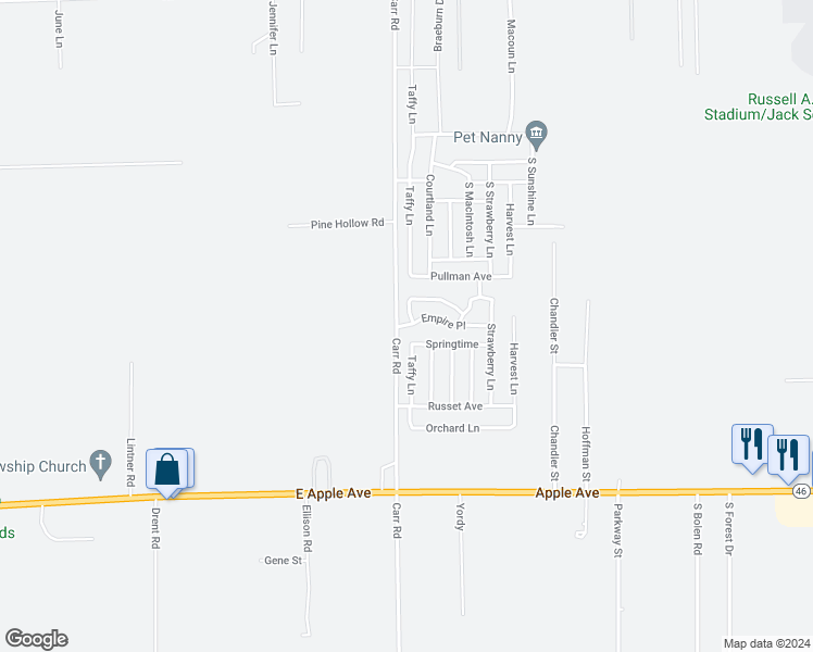 map of restaurants, bars, coffee shops, grocery stores, and more near 4910 Empire Place in Muskegon