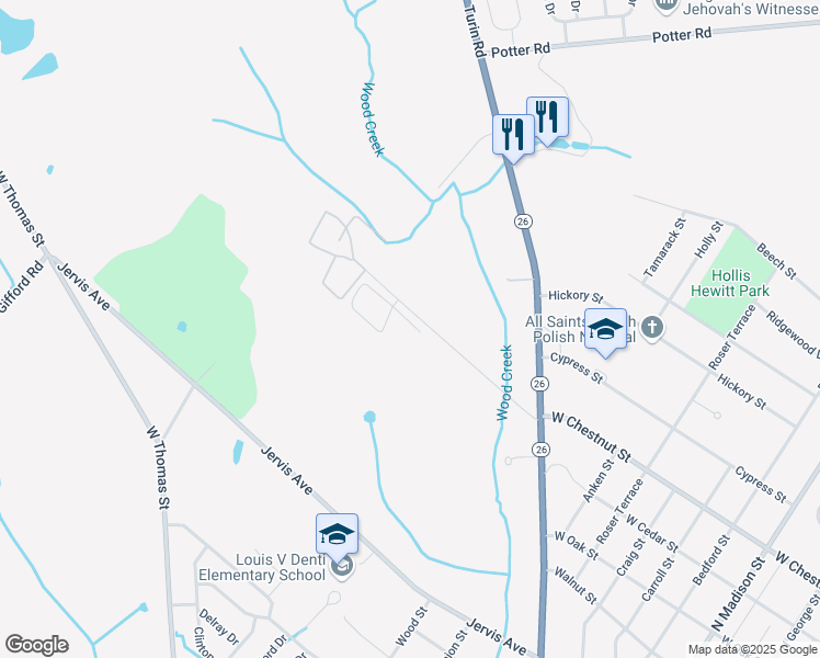 map of restaurants, bars, coffee shops, grocery stores, and more near 7798 Merrick Road in Rome