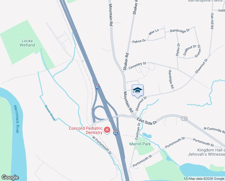 map of restaurants, bars, coffee shops, grocery stores, and more near 21 Mountain Road in Concord
