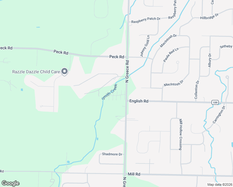 map of restaurants, bars, coffee shops, grocery stores, and more near 18 English Meadow Drive in Greece