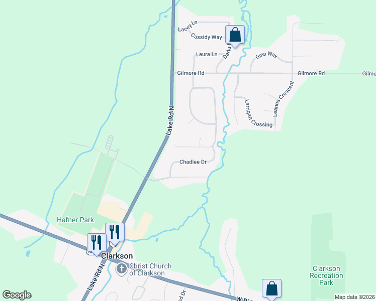 map of restaurants, bars, coffee shops, grocery stores, and more near 309 Chadlee Drive in Brockport