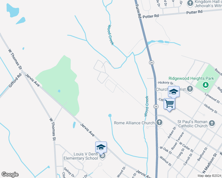 map of restaurants, bars, coffee shops, grocery stores, and more near 7801 Merrick Road in Rome