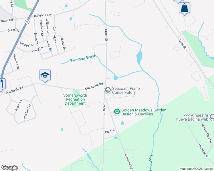 map of restaurants, bars, coffee shops, grocery stores, and more near 261 Green Street in Somersworth