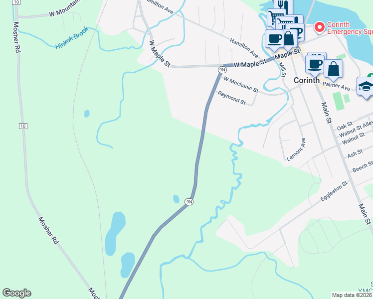 map of restaurants, bars, coffee shops, grocery stores, and more near 4912 New York 9N in Corinth