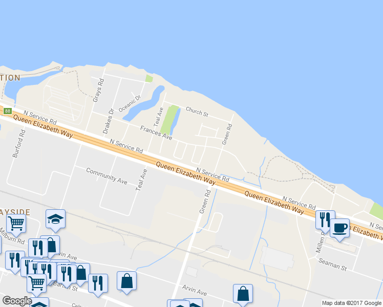 map of restaurants, bars, coffee shops, grocery stores, and more near in Hamilton