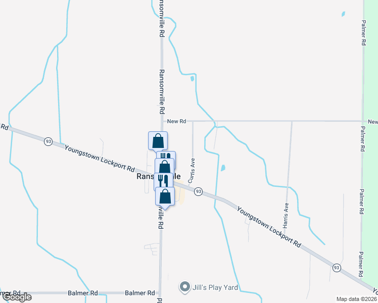 map of restaurants, bars, coffee shops, grocery stores, and more near 3582 Curtis Avenue in Ransomville