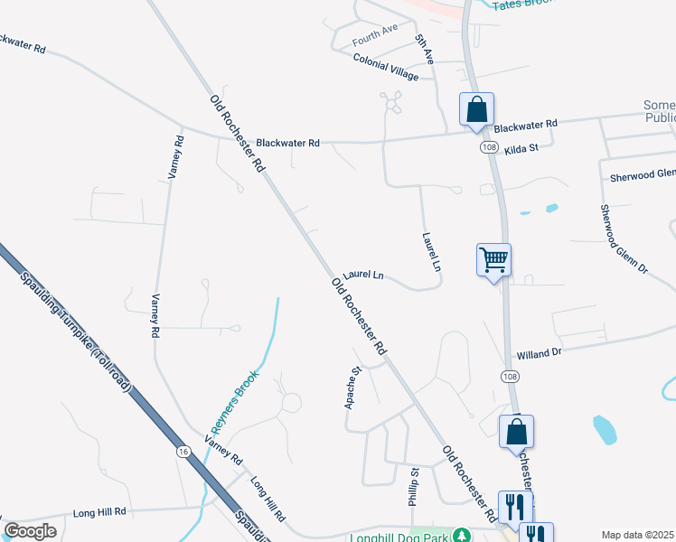 map of restaurants, bars, coffee shops, grocery stores, and more near 177 Old Rochester Road in Somersworth