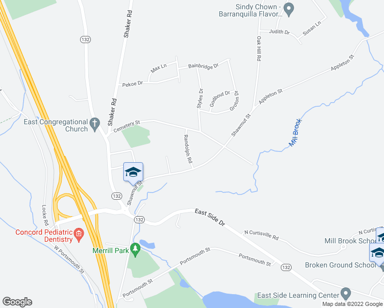 map of restaurants, bars, coffee shops, grocery stores, and more near 6 Randolph Road in Concord
