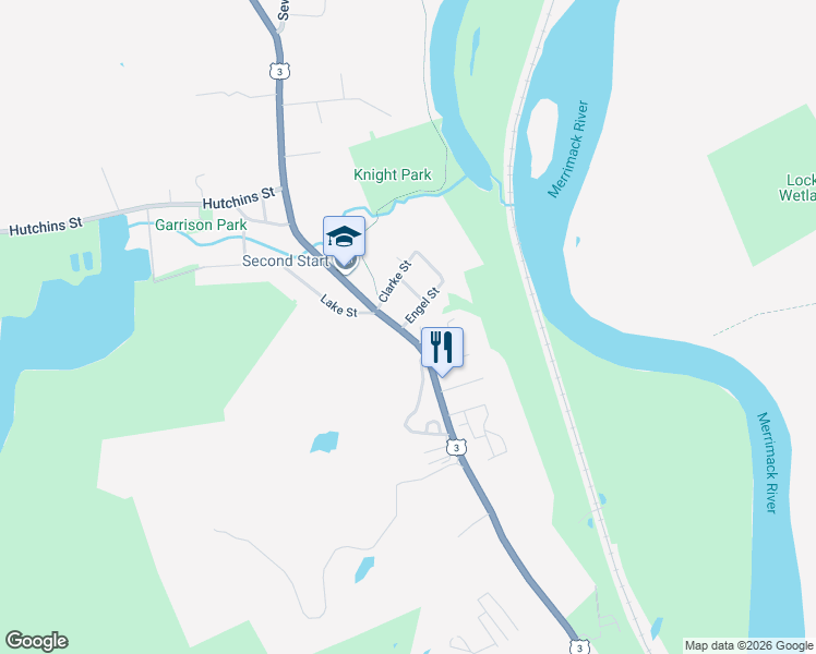 map of restaurants, bars, coffee shops, grocery stores, and more near 416 North State Street in Concord