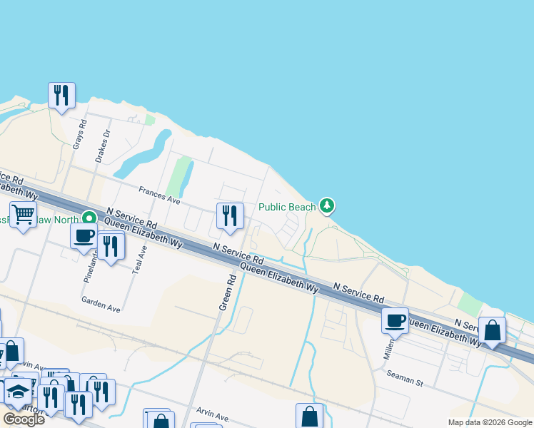 map of restaurants, bars, coffee shops, grocery stores, and more near in Hamilton