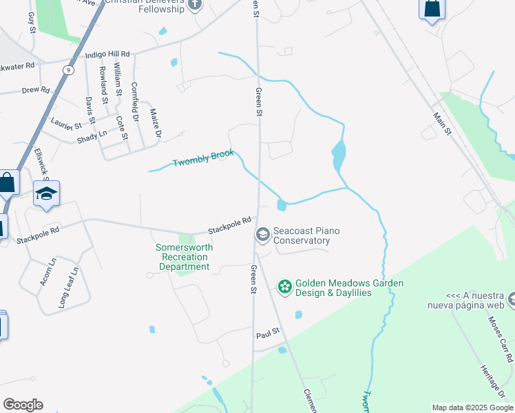 map of restaurants, bars, coffee shops, grocery stores, and more near 261 Green Street in Somersworth