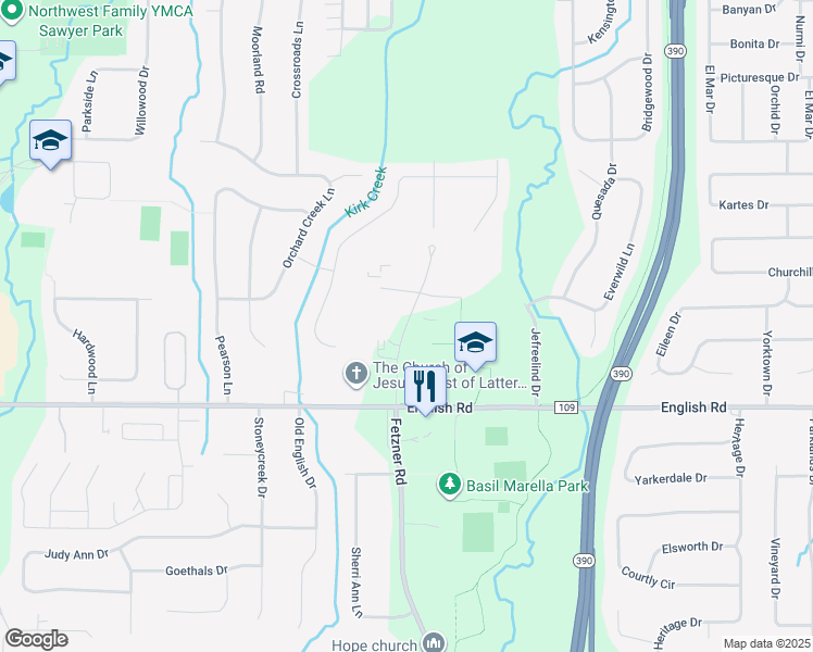 map of restaurants, bars, coffee shops, grocery stores, and more near 803 Affinity Lane in Rochester