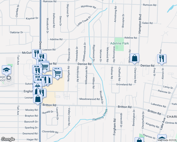 map of restaurants, bars, coffee shops, grocery stores, and more near 187 Willowbrook Road in Rochester