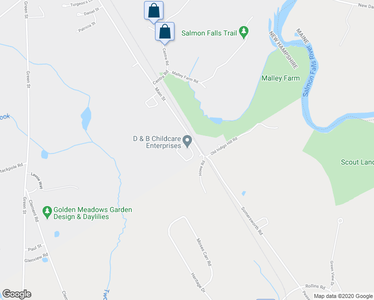 map of restaurants, bars, coffee shops, grocery stores, and more near 48 Wildflower Circle in Somersworth