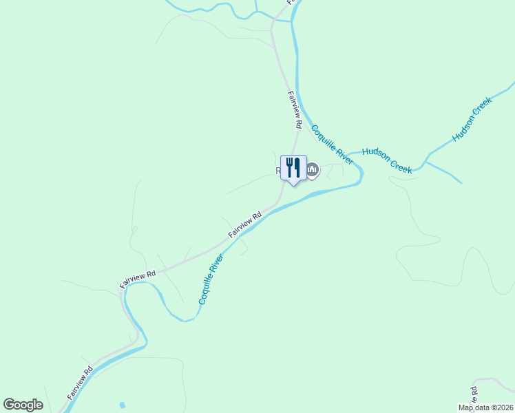 map of restaurants, bars, coffee shops, grocery stores, and more near 59846 Fairview Road in Coquille