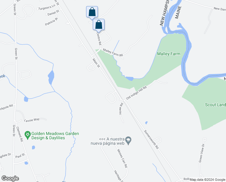 map of restaurants, bars, coffee shops, grocery stores, and more near 423 Main Street in Somersworth