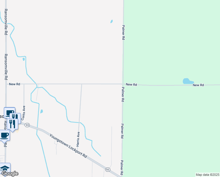 map of restaurants, bars, coffee shops, grocery stores, and more near 2786 New Road in Ransomville