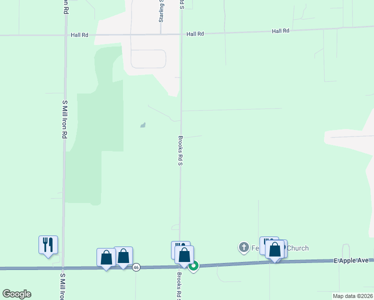 map of restaurants, bars, coffee shops, grocery stores, and more near 582 Brooks Road South in Muskegon