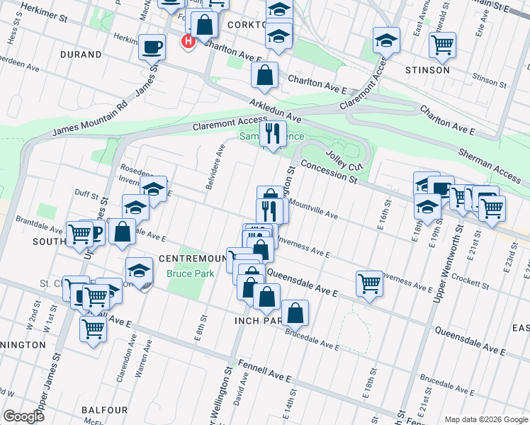 map of restaurants, bars, coffee shops, grocery stores, and more near 68 Vola Court in Hamilton
