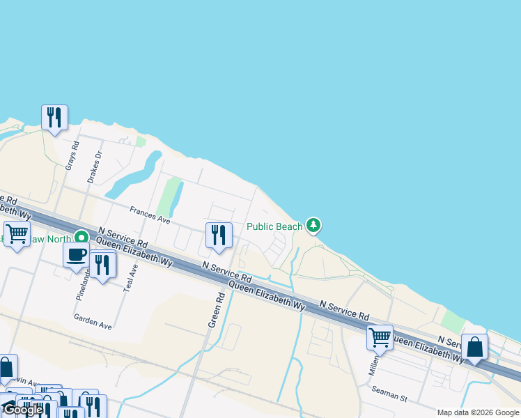 map of restaurants, bars, coffee shops, grocery stores, and more near in Hamilton