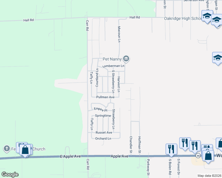 map of restaurants, bars, coffee shops, grocery stores, and more near 612 South Macintosh Lane in Muskegon