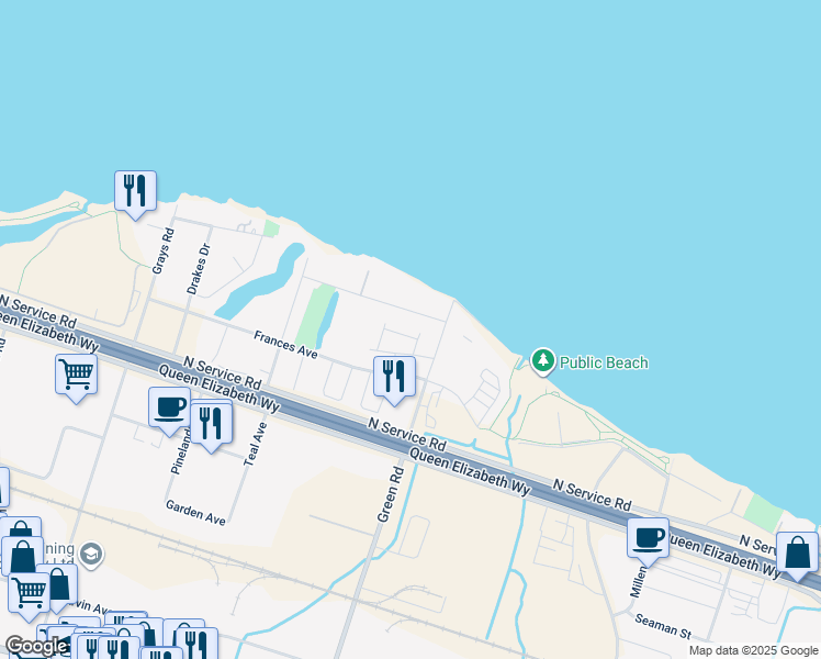 map of restaurants, bars, coffee shops, grocery stores, and more near 54 Church Street in Hamilton