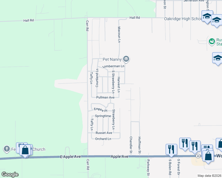 map of restaurants, bars, coffee shops, grocery stores, and more near 612 South Macintosh Lane in Muskegon