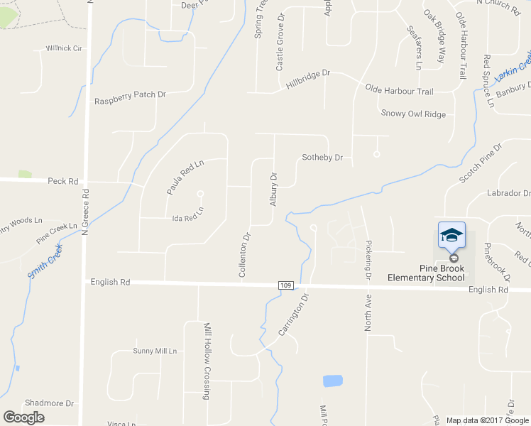 map of restaurants, bars, coffee shops, grocery stores, and more near 37 Albury Drive in Rochester