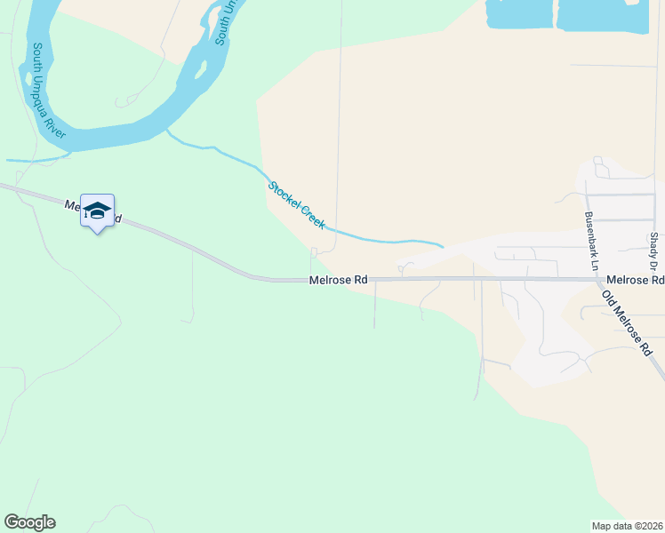 map of restaurants, bars, coffee shops, grocery stores, and more near 2301 Melrose Road in Roseburg