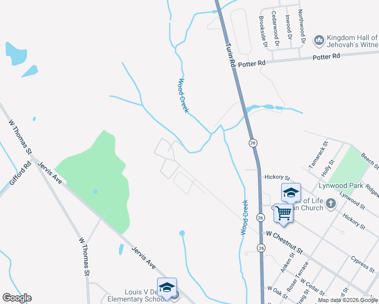 map of restaurants, bars, coffee shops, grocery stores, and more near 19 Wood Creek Drive in Rome