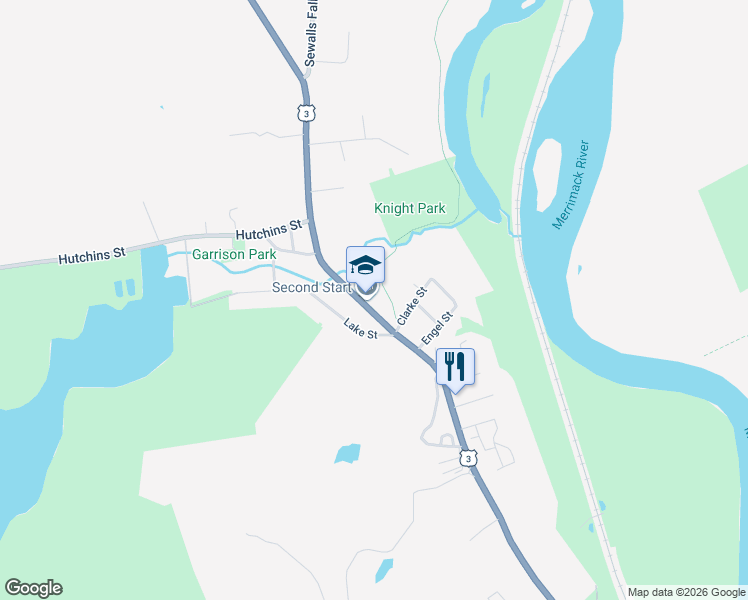 map of restaurants, bars, coffee shops, grocery stores, and more near 442 North State Street in Concord