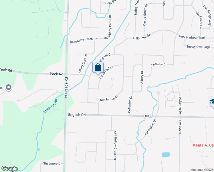 map of restaurants, bars, coffee shops, grocery stores, and more near 144 Ida Red Lane in Rochester
