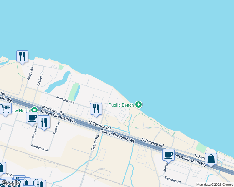 map of restaurants, bars, coffee shops, grocery stores, and more near in Hamilton