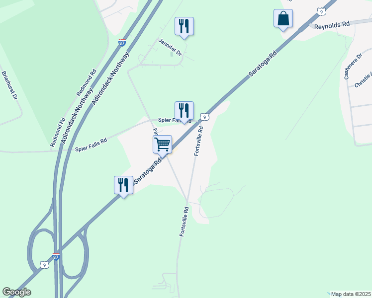 map of restaurants, bars, coffee shops, grocery stores, and more near 1324-13 Saratoga Road in Gansevoort