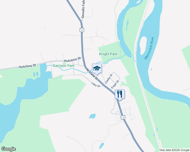 map of restaurants, bars, coffee shops, grocery stores, and more near 455 N State St in Concord