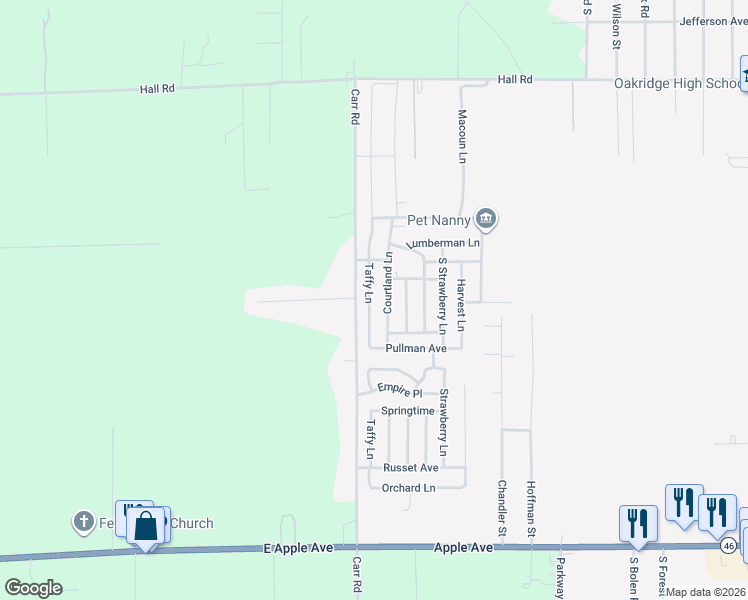 map of restaurants, bars, coffee shops, grocery stores, and more near 588 Taffy Lane in Muskegon
