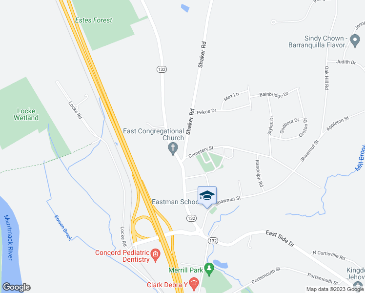 map of restaurants, bars, coffee shops, grocery stores, and more near 9 Shaker Road in Concord